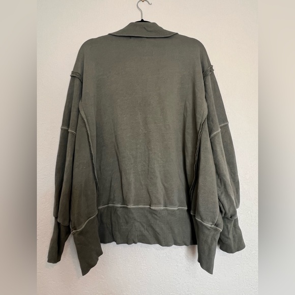 We The Free Free People Camden Oversized Henley Sweatshirt in Laurel Oak - Picture 4 of 7